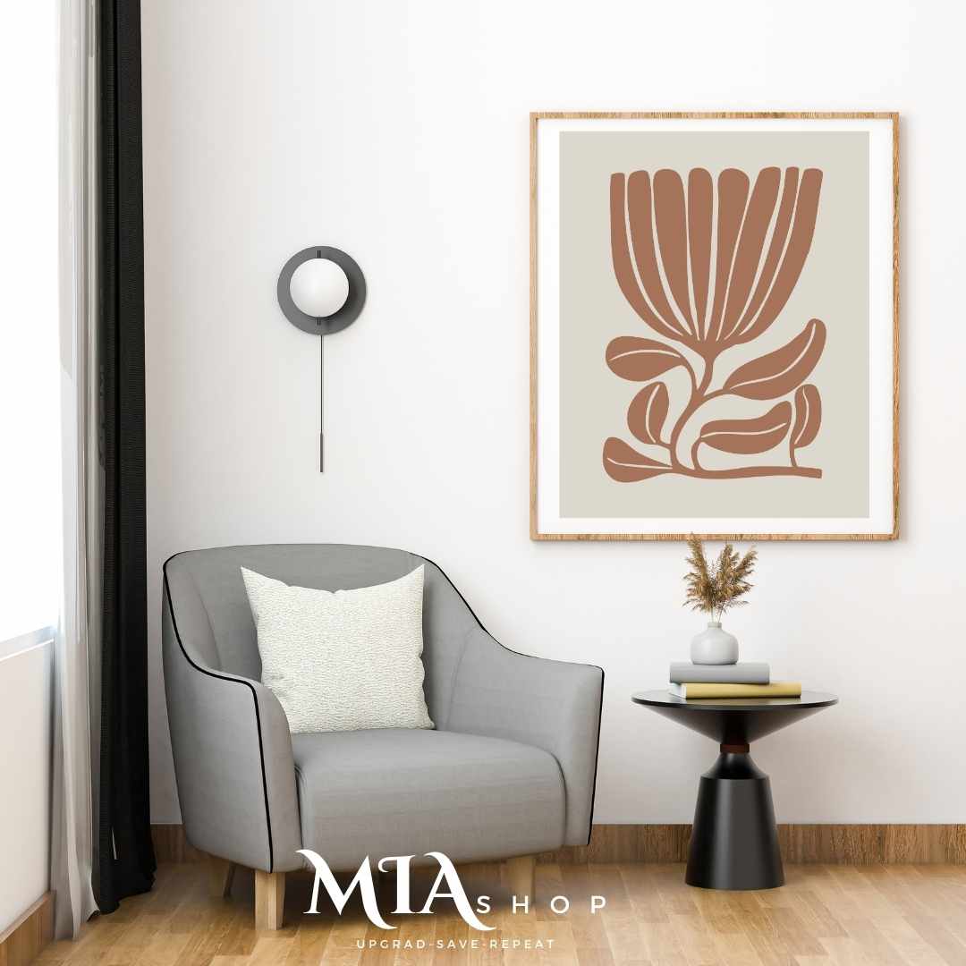 Botanical Abstract Wall Art, Free Download, Earthy Colors, Neutral Minimalist Canvas Burnt Orange |00012