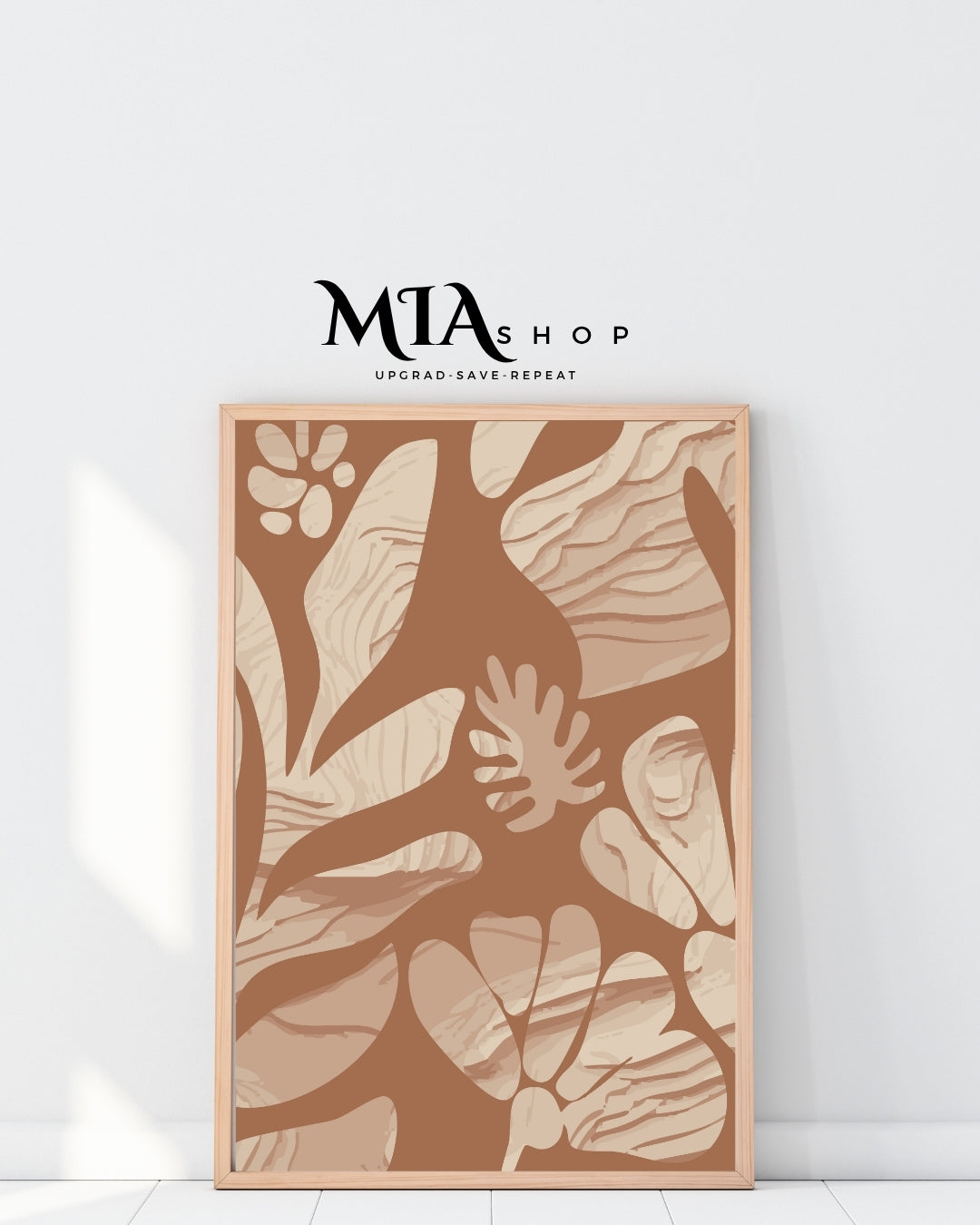 Decoración de pared botánica de gran tamaño, tonos naranja y beige texturizados. Arte de pared inspirado en la naturaleza. Descarga digital. 00017