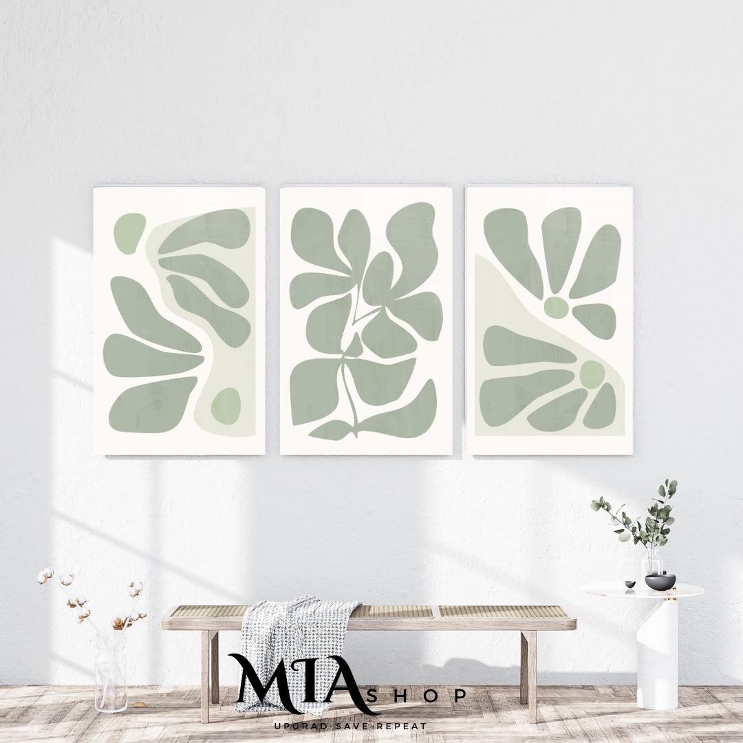 Botanic Breath – Set of 3 Botanical Wall Art Prints | Sage Green | Instant Digital Download| 00029