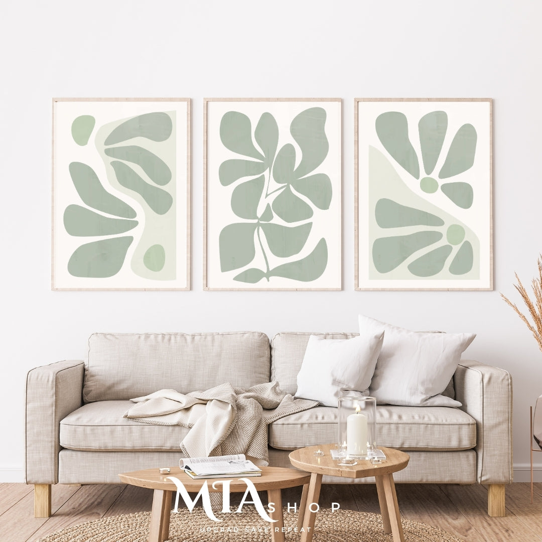 Botanic Breath – Set of 3 Botanical Wall Art Prints | Sage Green | Instant Digital Download| 00029