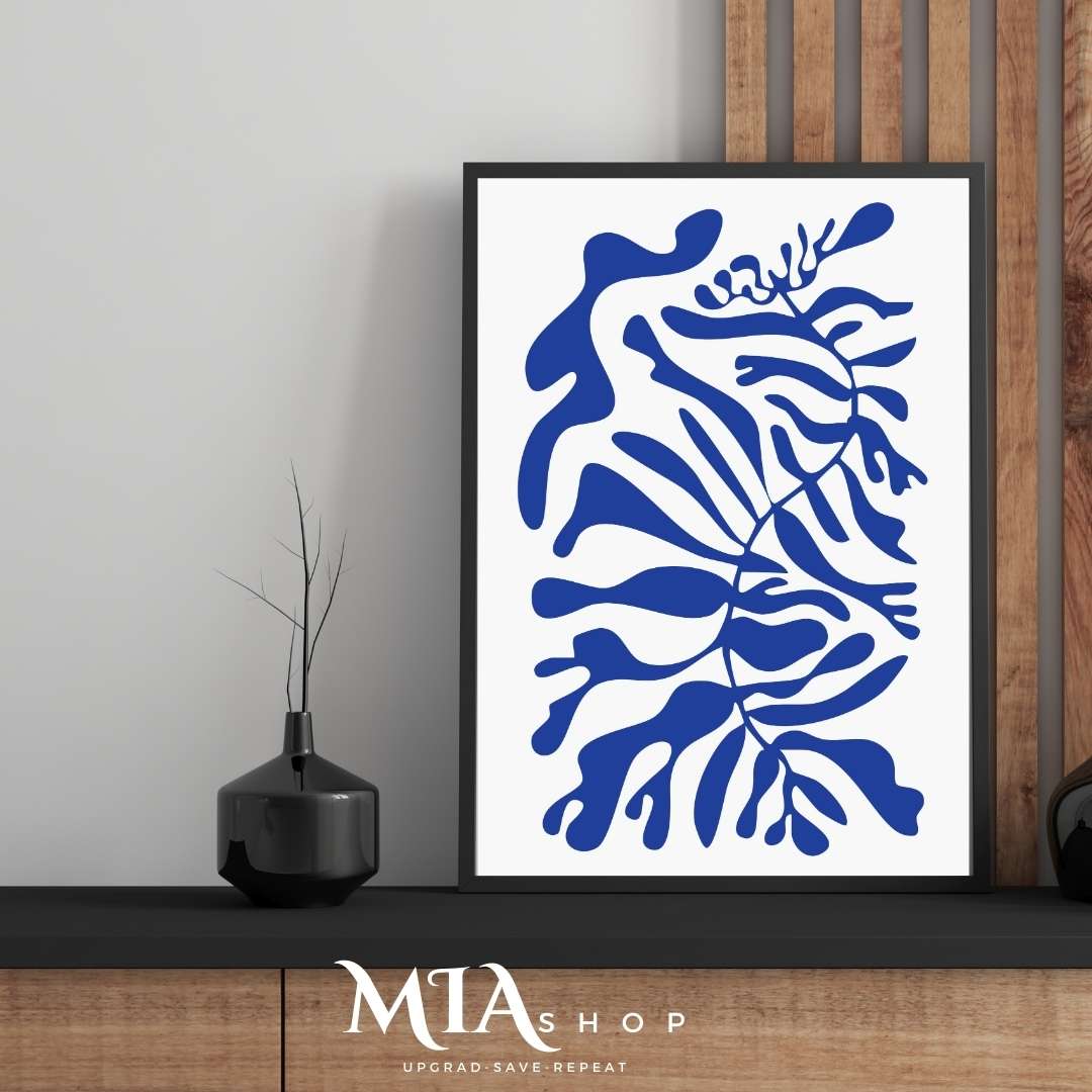 Wall Art,Modern Abstract Wall Art Prints , Yves Klein Blue & off white , wall art for living room | 00011