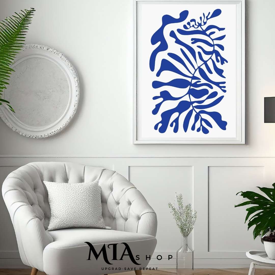 Wall Art,Modern Abstract Wall Art Prints , Yves Klein Blue & off white , wall art for living room | 00011