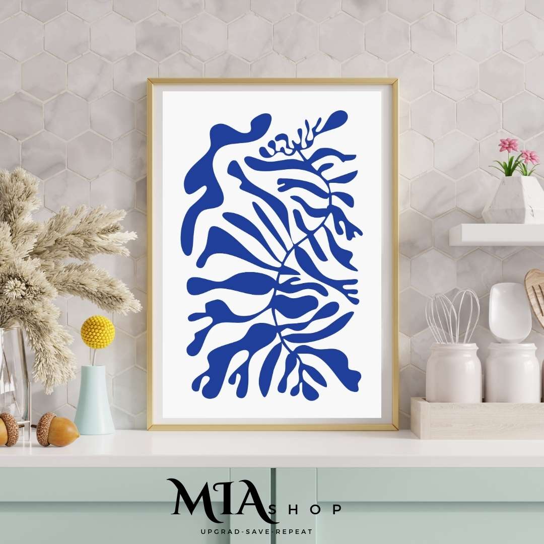 Wall Art,Modern Abstract Wall Art Prints , Yves Klein Blue & off white , wall art for living room | 00011