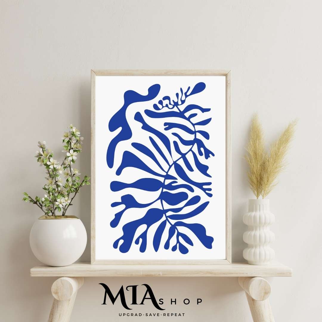 Wall Art,Modern Abstract Wall Art Prints , Yves Klein Blue & off white , wall art for living room | 00011
