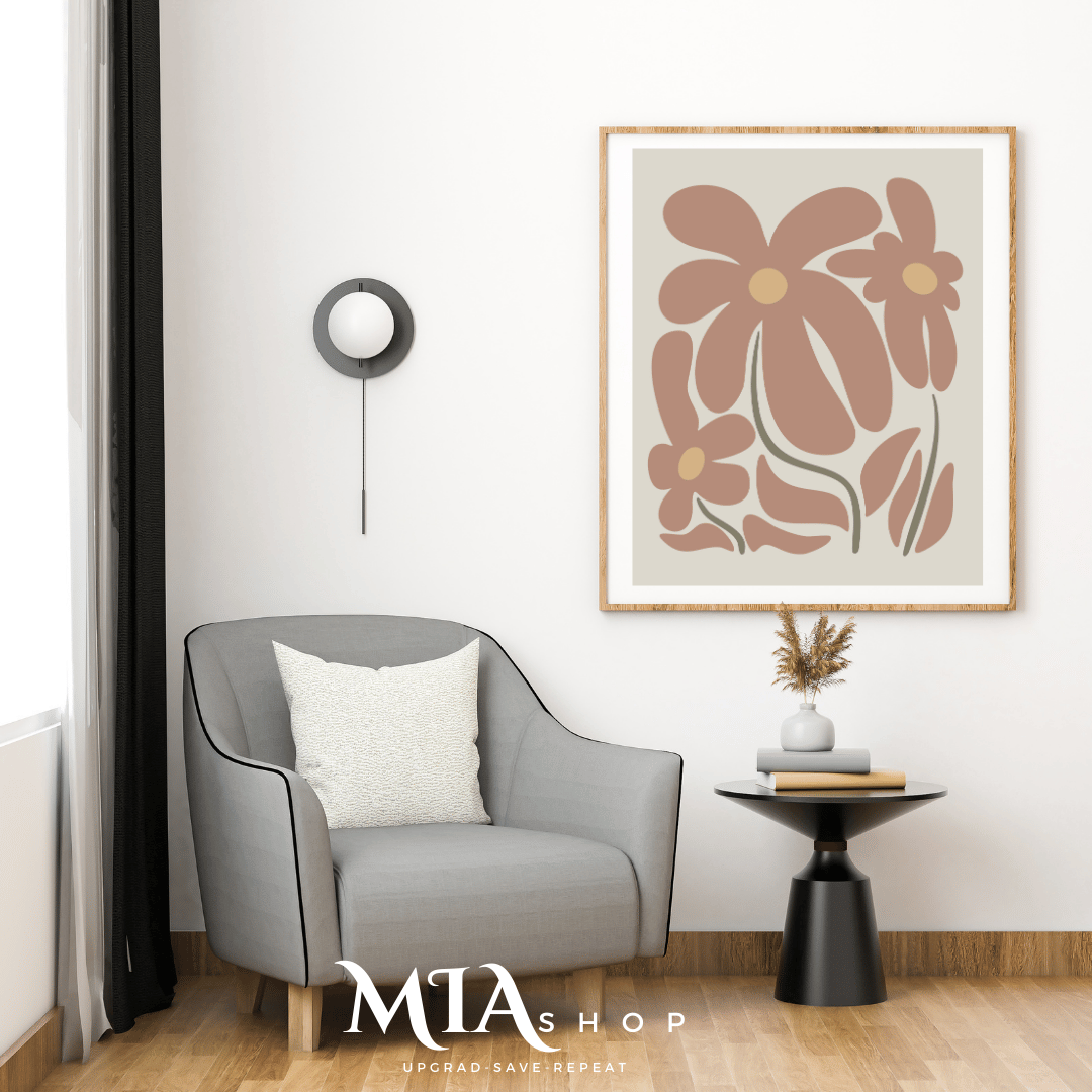 Warm Botanical Abstract Wall Art, Free Download, Earthy Colors, Minimalist Canvas warm colors |00014