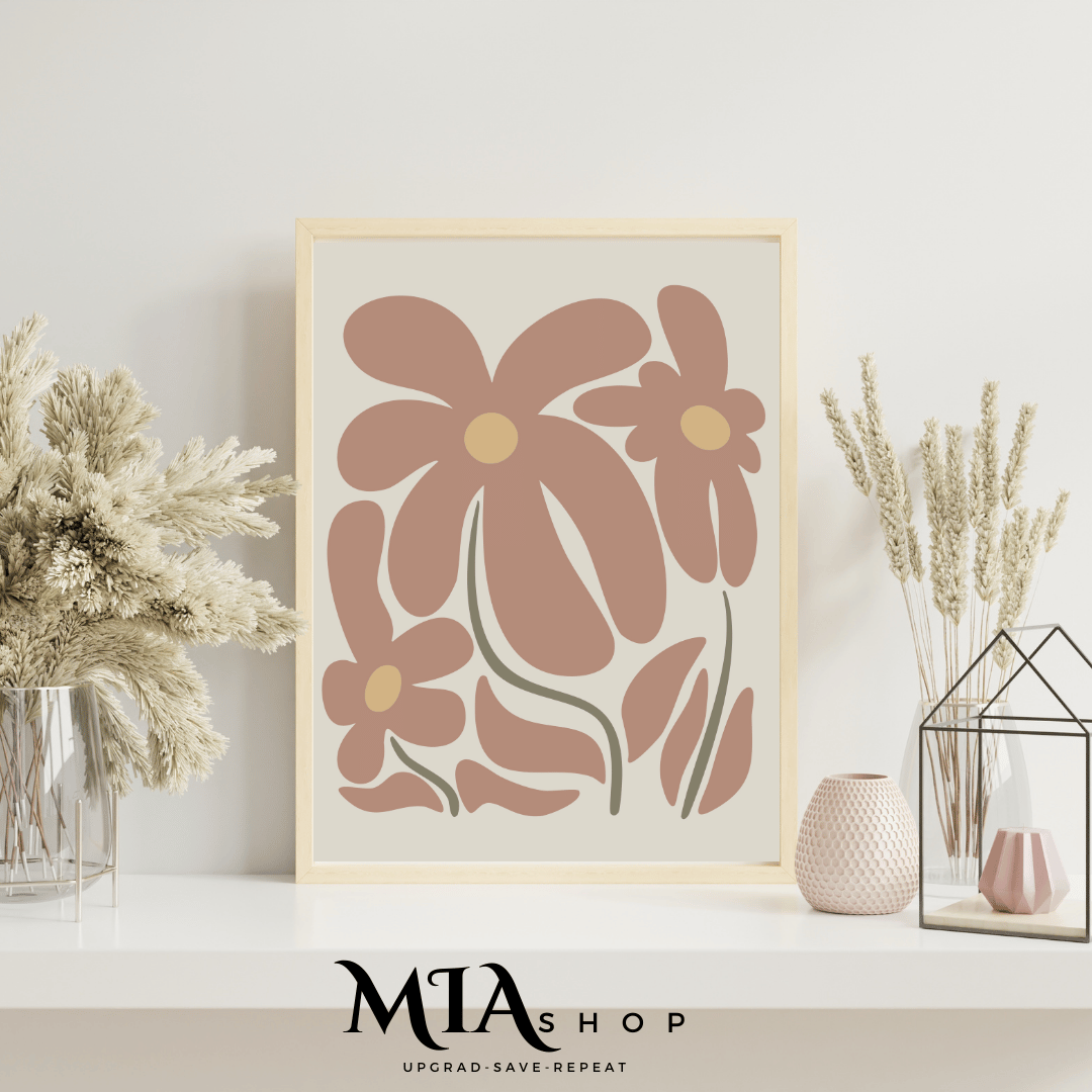 Warm Botanical Abstract Wall Art, Free Download, Earthy Colors, Minimalist Canvas warm colors |00014