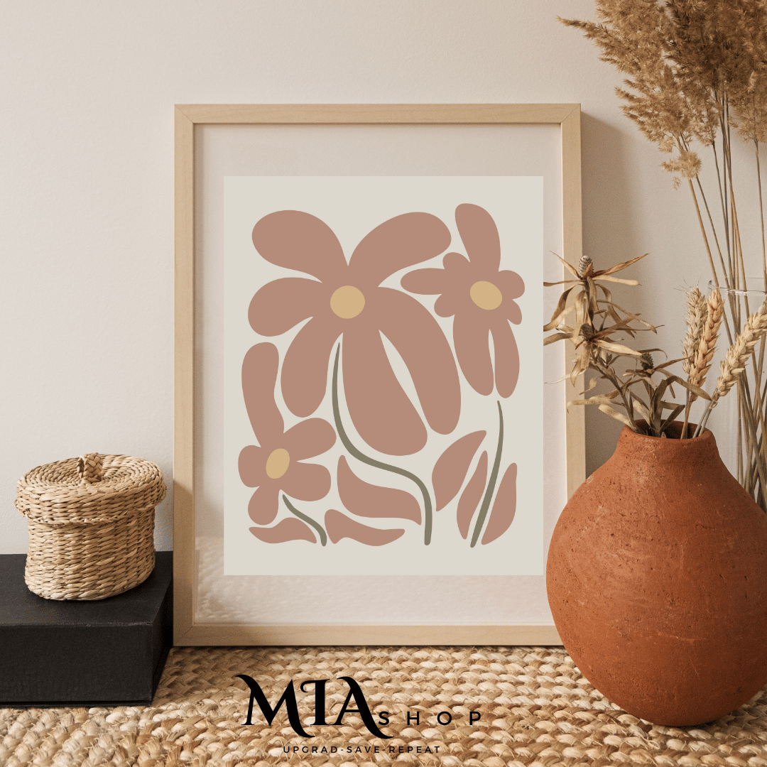 Warm Botanical Abstract Wall Art, Free Download, Earthy Colors, Minimalist Canvas warm colors |00014