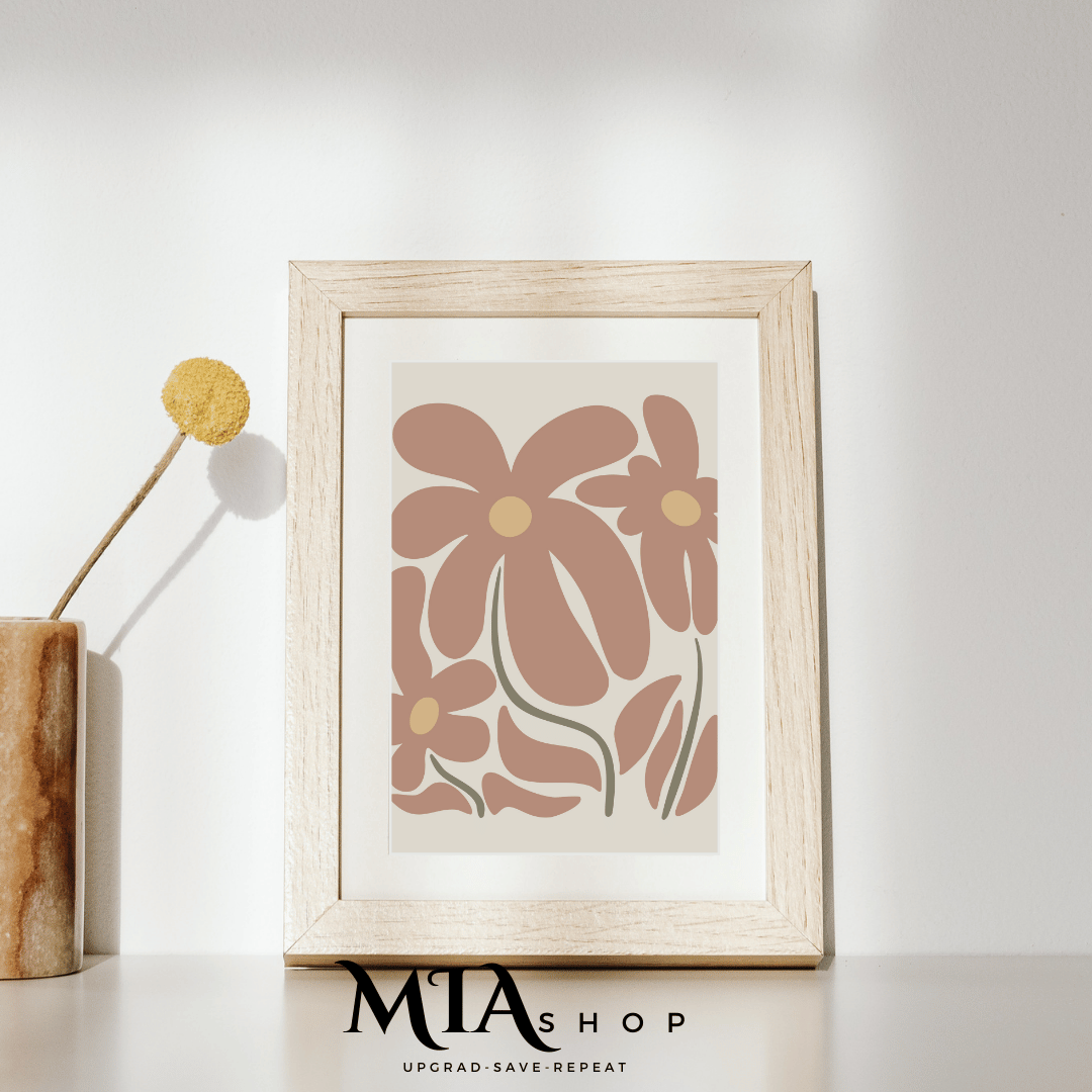 Warm Botanical Abstract Wall Art, Free Download, Earthy Colors, Minimalist Canvas warm colors |00014