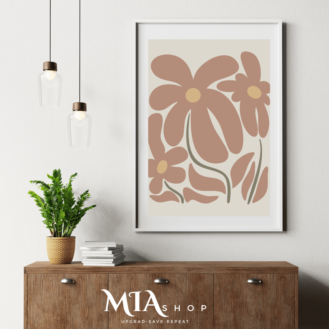 Warm Botanical Abstract Wall Art, Free Download, Earthy Colors, Minimalist Canvas warm colors |00014
