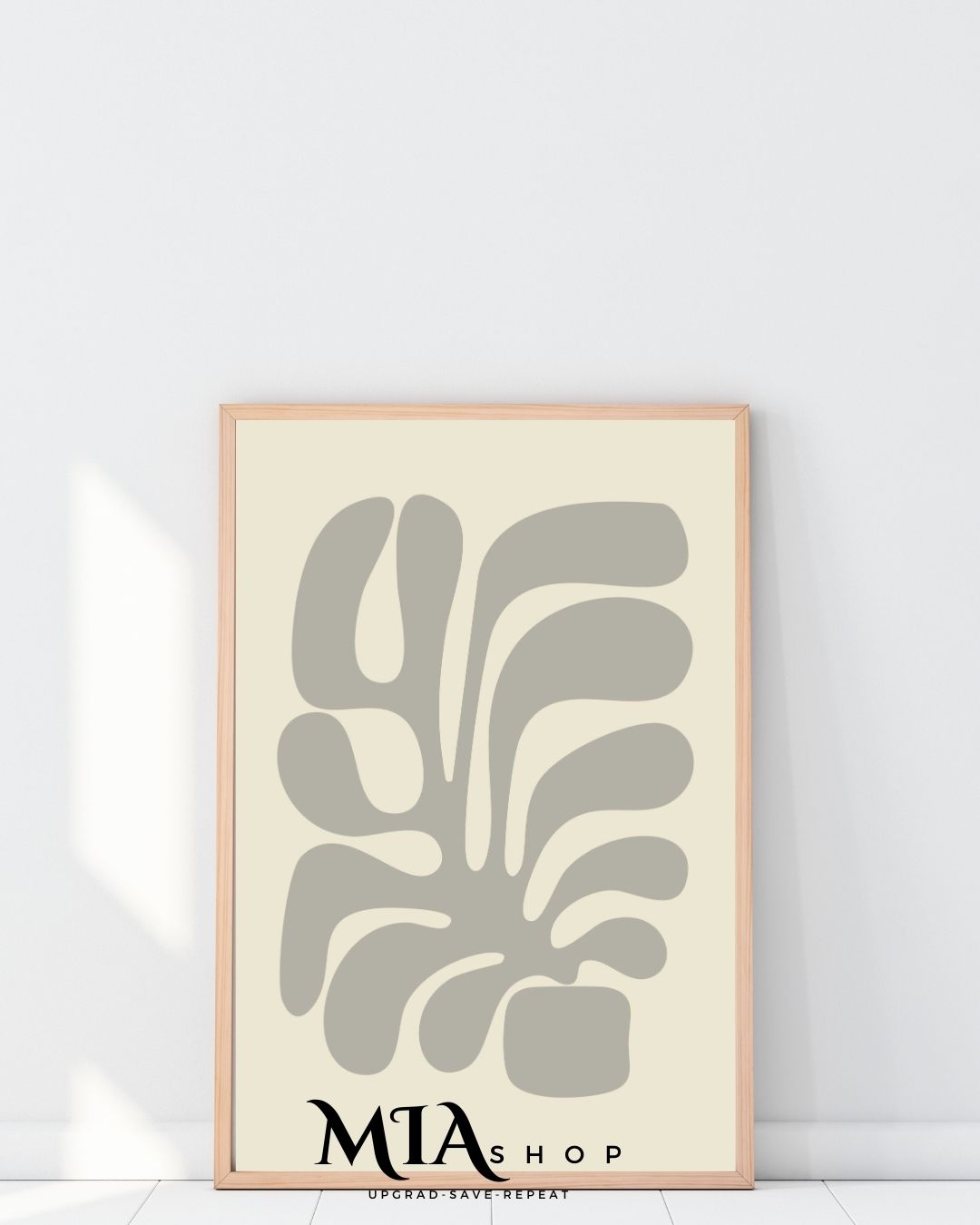 Premium botanische wandkunst, abstract, modern, grijs en beige kleuren, wandkunst voor de woonkamer | 00009