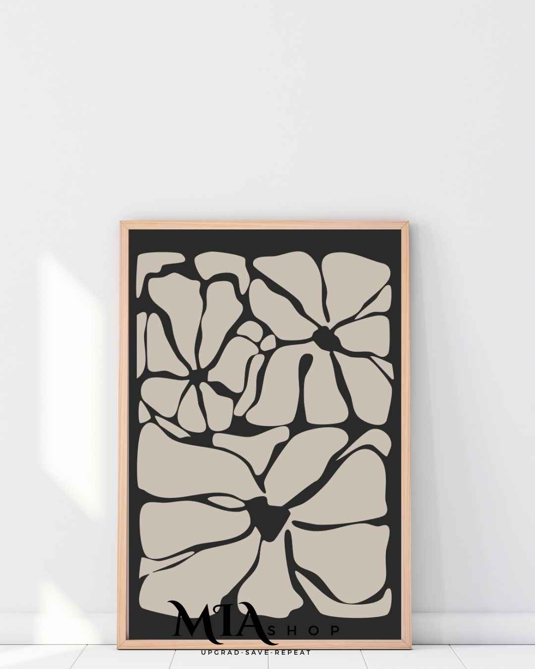 Oversized Botanical wall Decor, Black & Beige Statement Piece, Nature-Inspired wall art, Canvas prints| 00005