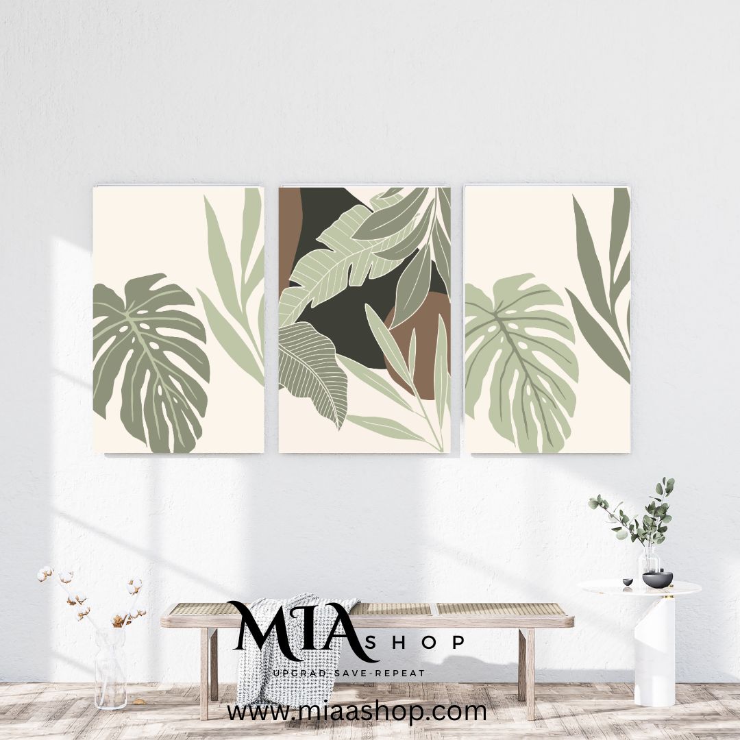 Botanical Greenery & Earth Tones Set of 3 Wall Art Prints Instant Digital Download - 00032