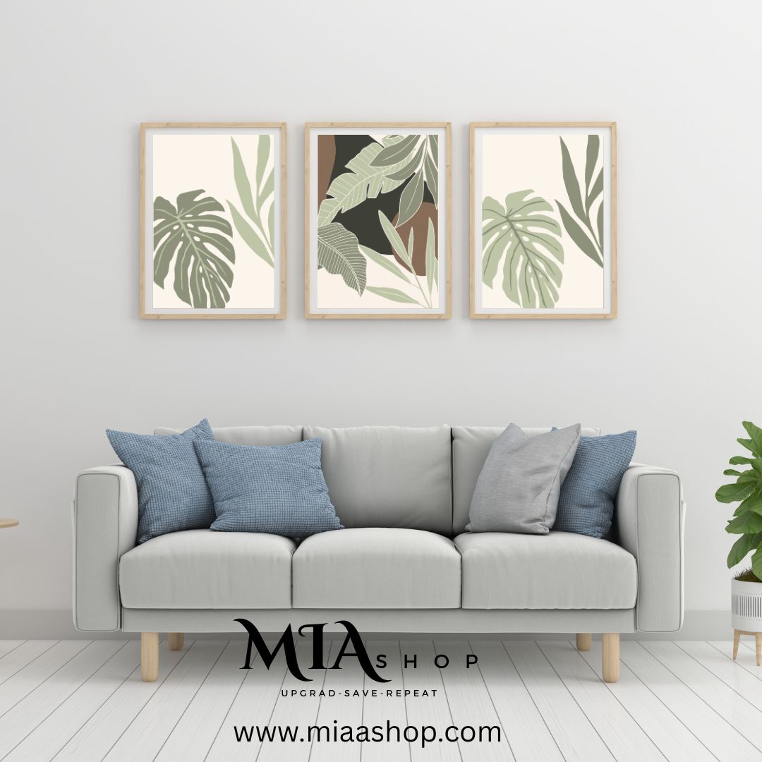 Botanical Greenery & Earth Tones Set of 3 Wall Art Prints Instant Digital Download - 00032