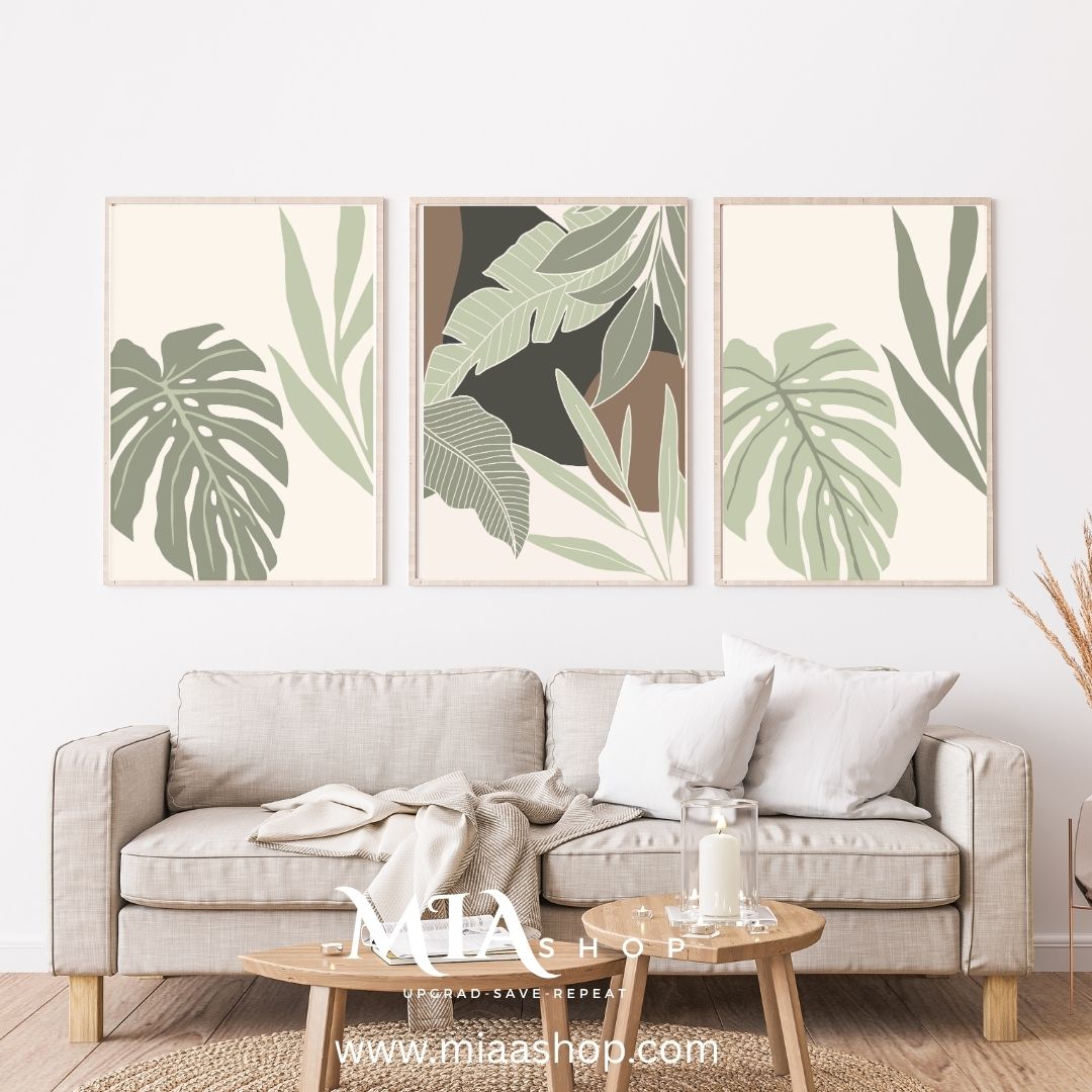 Botanical Greenery & Earth Tones Set of 3 Wall Art Prints Instant Digital Download - 00032