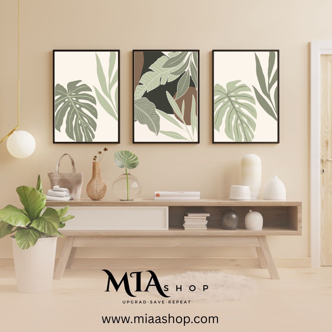 Botanical Greenery & Earth Tones Set of 3 Wall Art Prints Instant Digital Download - 00032