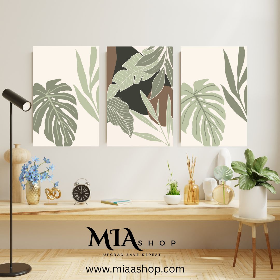 Botanical Greenery & Earth Tones Set of 3 Wall Art Prints Instant Digital Download - 00032