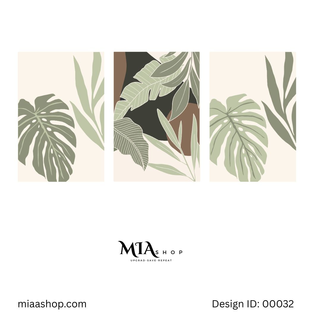 Botanical Greenery & Earth Tones Set of 3 Wall Art Prints Instant Digital Download - 00032