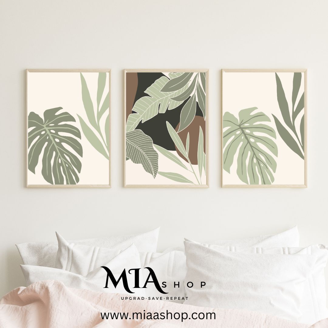 Botanical Greenery & Earth Tones Set of 3 Wall Art Prints Instant Digital Download - 00032