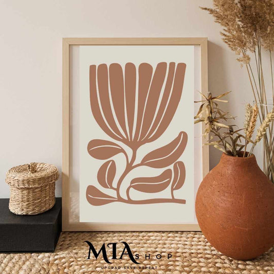 Botanical Abstract Wall Art, Free Download, Earthy Colors, Neutral Minimalist Canvas Burnt Orange |00012