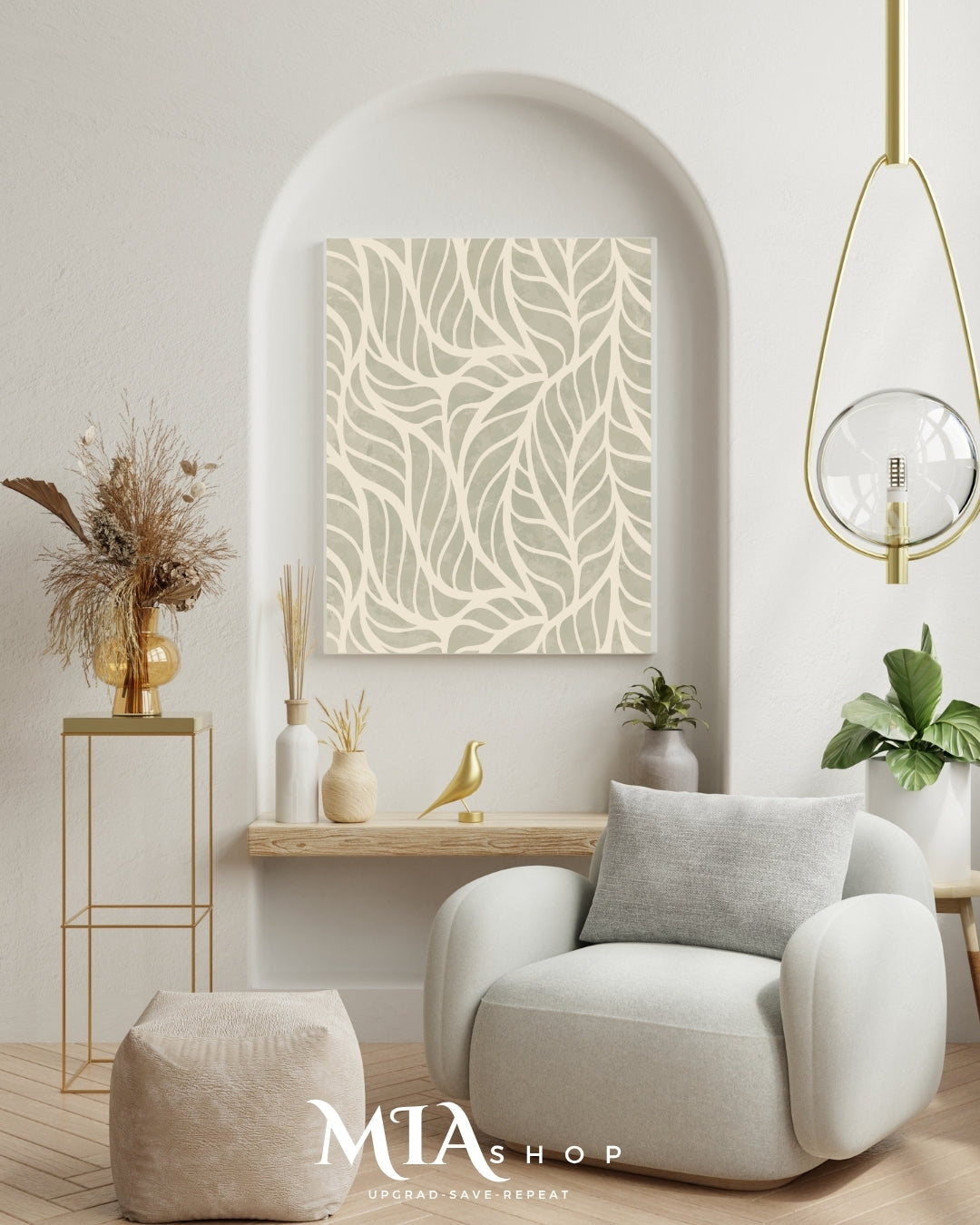 Large Botanical Wall Art , textured Green tones - Digital Download |00020