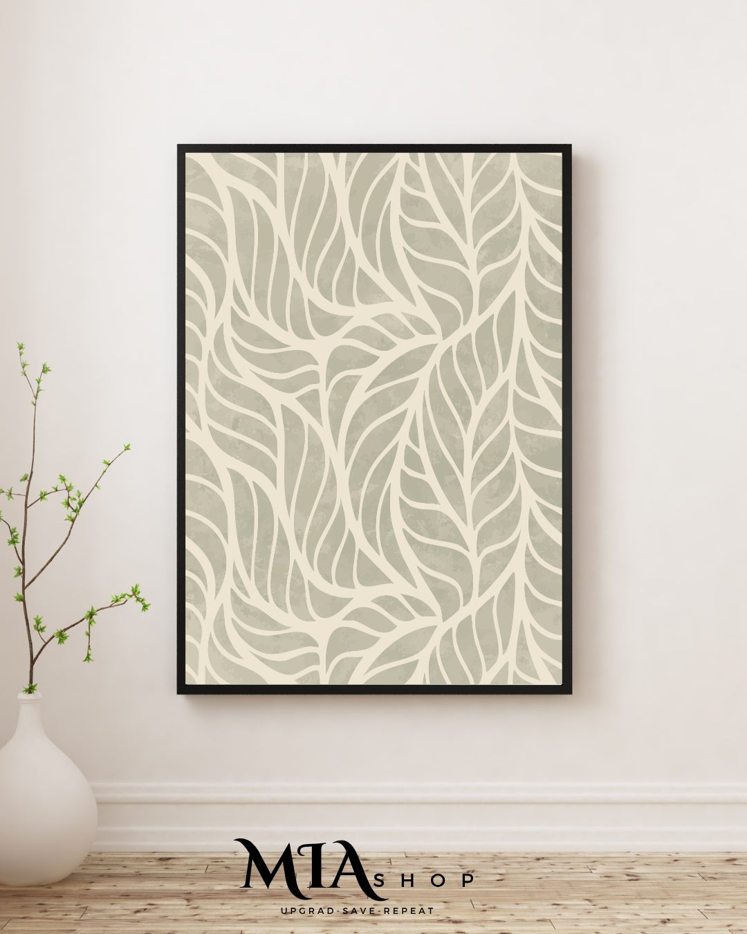 Large Botanical Wall Art , textured Green tones - Digital Download |00020