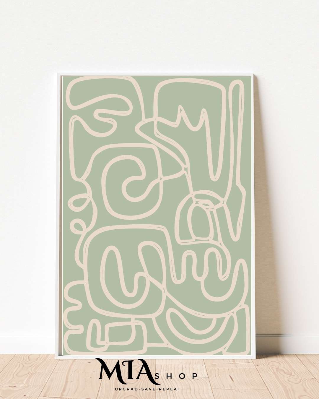 Living Room Wall Art,Modern, Abstract, Sage Green & Warm Sand Colors,Wall Art Prints | 00008