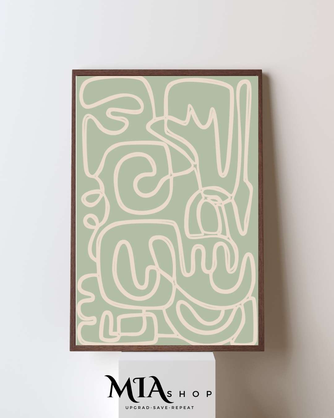 Living Room Wall Art,Modern, Abstract, Sage Green & Warm Sand Colors,Wall Art Prints | 00008