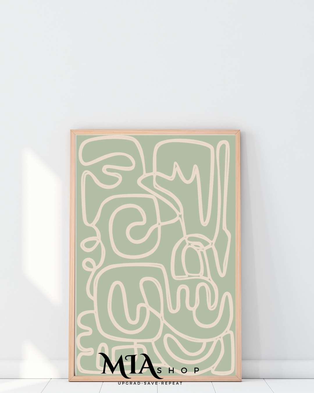 Living Room Wall Art,Modern, Abstract, Sage Green & Warm Sand Colors,Wall Art Prints | 00008