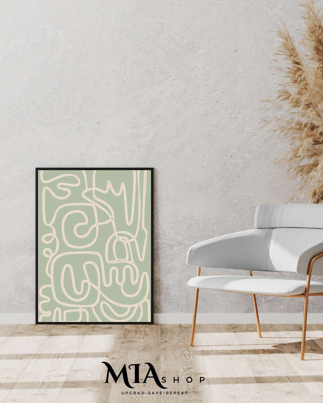 Living Room Wall Art,Modern, Abstract, Sage Green & Warm Sand Colors,Wall Art Prints | 00008