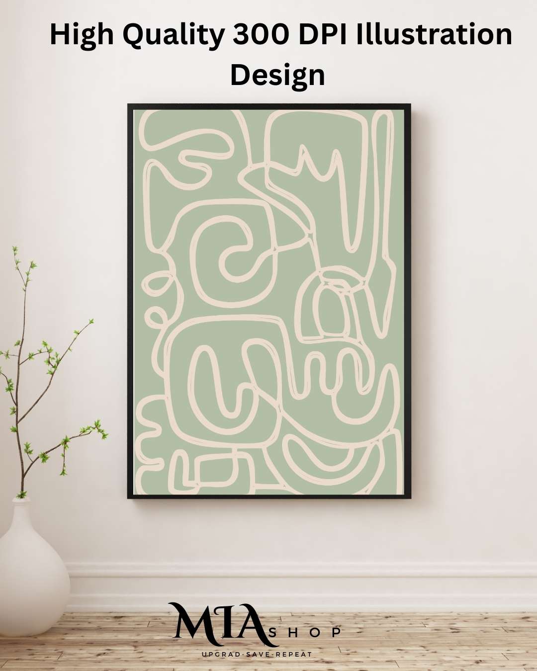 Living Room Wall Art,Modern, Abstract, Sage Green & Warm Sand Colors,Wall Art Prints | 00008