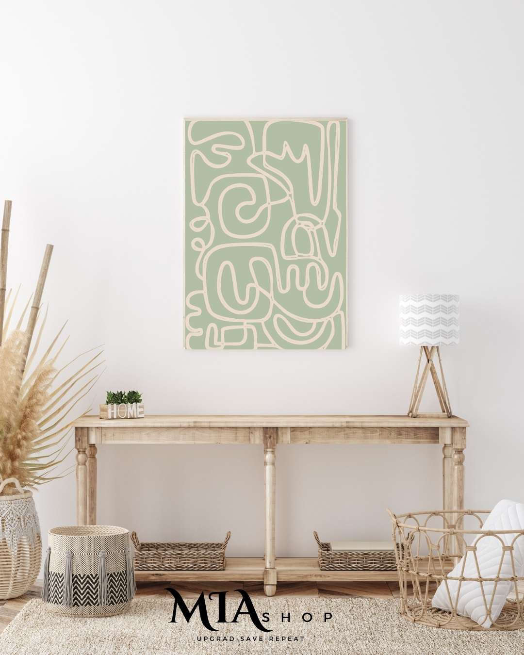 Living Room Wall Art,Modern, Abstract, Sage Green & Warm Sand Colors,Wall Art Prints | 00008