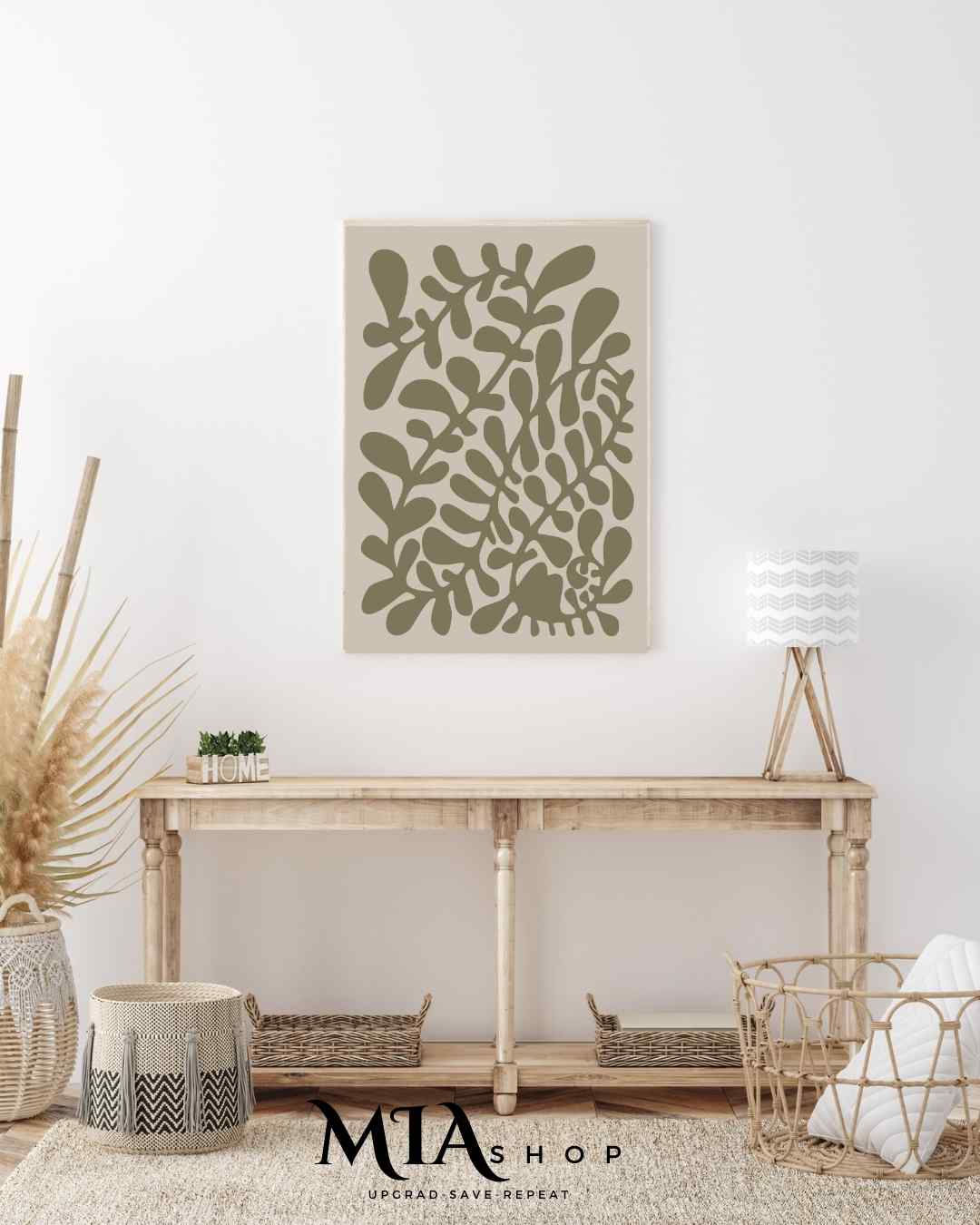 Minimalist wall art, Canvas prints, Botanical wall Decor, Sage Green, wall art for living room  | 00004
