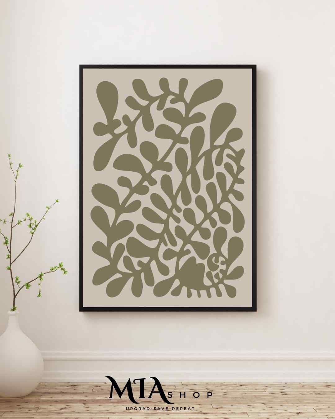 Minimalist wall art, Canvas prints, Botanical wall Decor, Sage Green, wall art for living room  | 00004