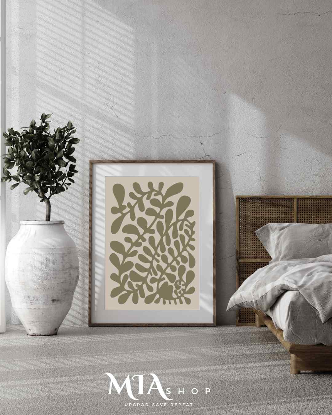 Minimalist wall art, Canvas prints, Botanical wall Decor, Sage Green, wall art for living room  | 00004