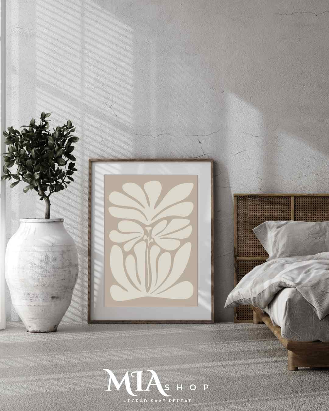 Modern Neutral Wall Art, Light Aesthetic Art, Canvas print, Botanical wall Decor  | 00003