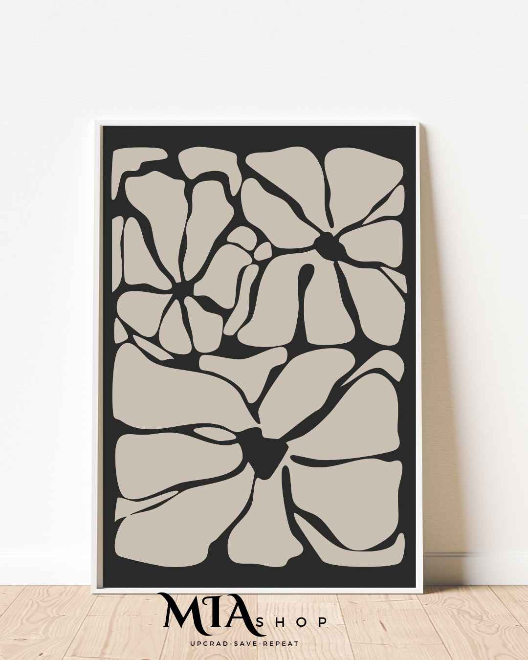 Oversized Botanical wall Decor, Black & Beige Statement Piece, Nature-Inspired wall art, Canvas prints| 00005
