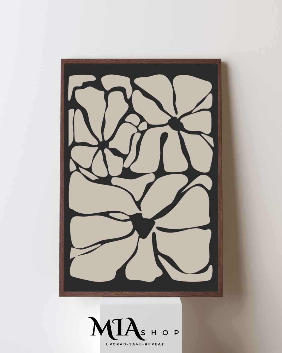 Oversized Botanical wall Decor, Black & Beige Statement Piece, Nature-Inspired wall art, Canvas prints| 00005