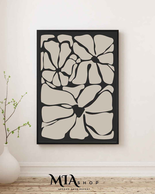 Oversized Botanical wall Decor, Black Statement Piece, Nature-Inspired wall art, Canvas prints| 00005