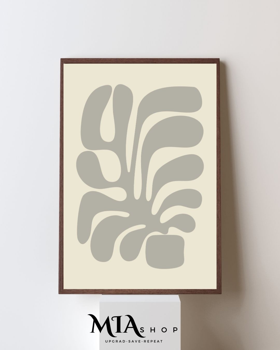 Premium Botanical Wall Art, Abstract, Modern, Gray and Beige Colors, Living Room Wall Art | 00009