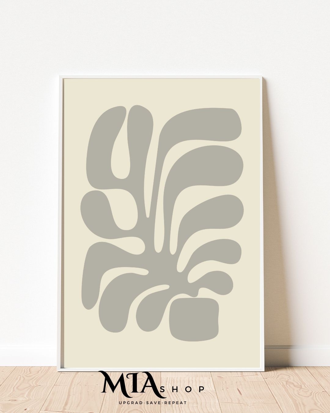Premium Botanical Wall Art, Abstract, Modern, Gray and Beige Colors, Living Room Wall Art | 00009