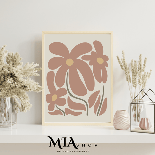 Warm Botanical Abstract Wall Art, Free Download, Earthy Colors, Minimalist Canvas warm colors |00014